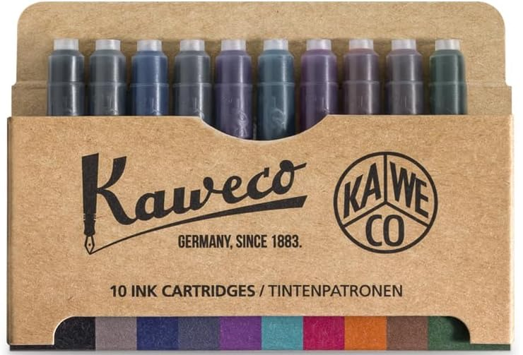 Kaweco ink cartridges in a cardboard holder with visible brand logo.