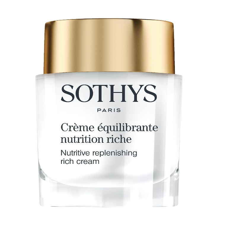 Sothys skincare cream jar with gold lid on a white background