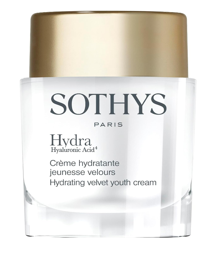Soothys Hydra Hyaluronic Acid cream jar with gold lid on a white background
