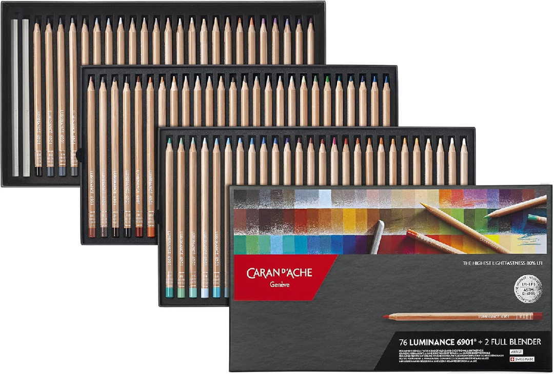 Caran d'Ache Box of 76 Colours LUMINANCE 6901 + 2 Full Blender