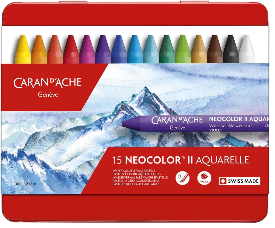 Caran d'Ache Classic Neocolor II Water-Soluble Pastels 15 Colors