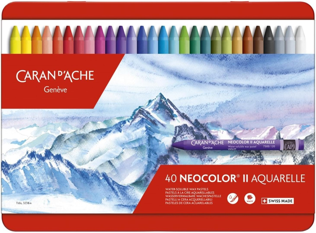 Caran d'Ache Classic Neocolor II AQUARELLE Water-Soluble Pastels 40 Colors